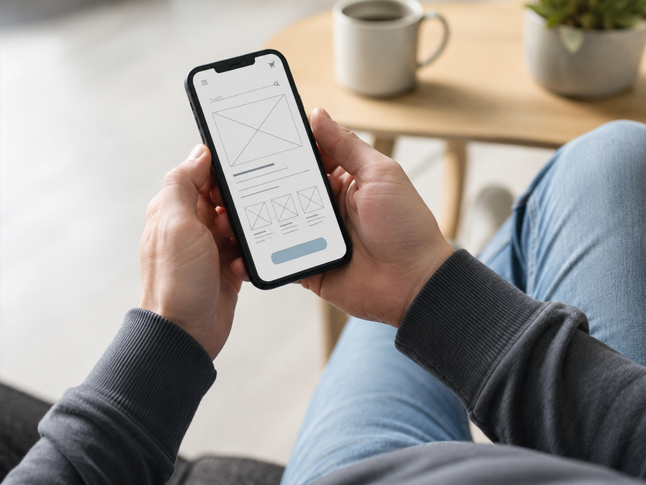 Productpagina bekeken op een mobiele telefoon