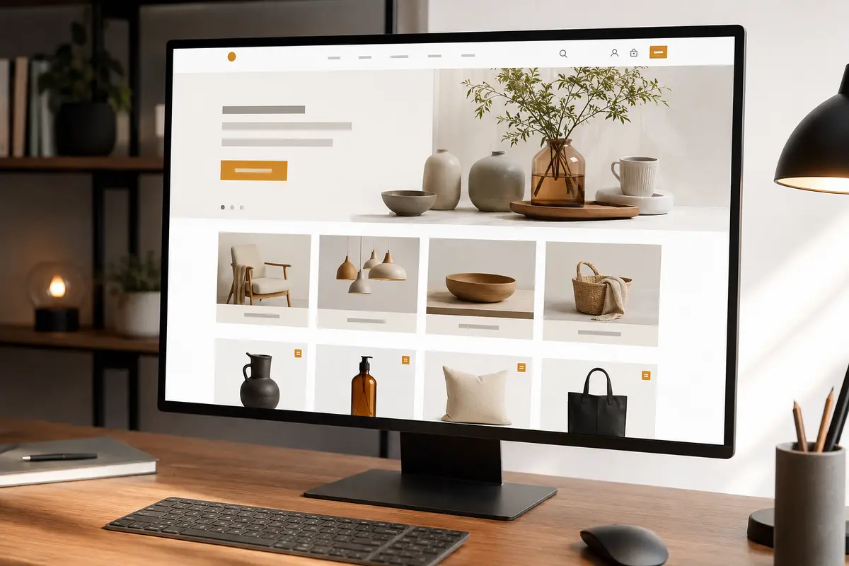 Overzichtelijke webshop op een computerscherm